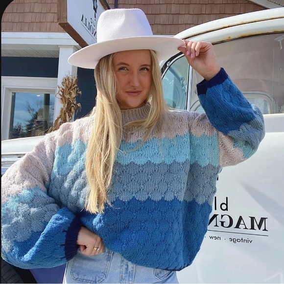 Vici Sweaters - Vici for Listicle Shades of Blue Oversized sweater